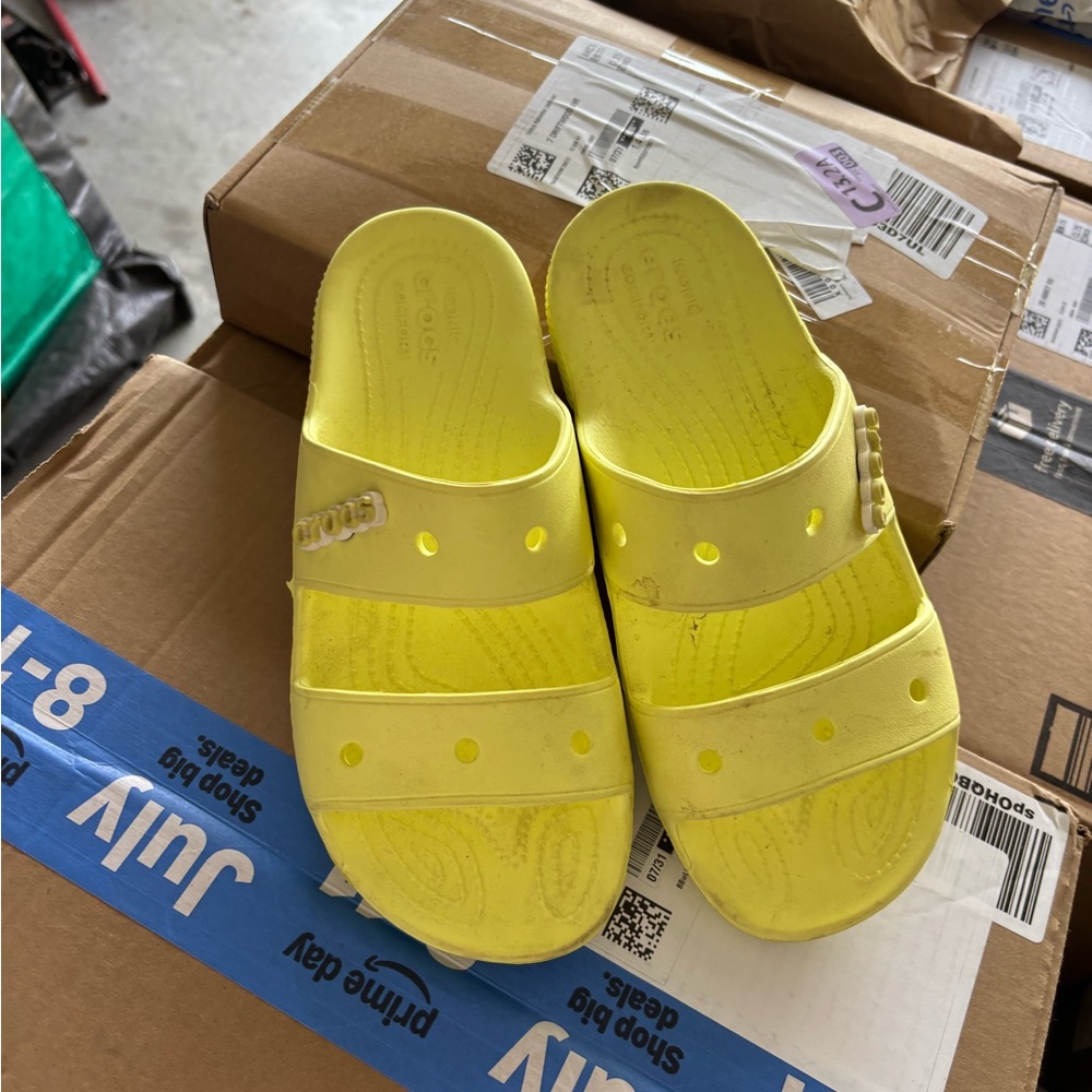 CROCS Kids Bright Yellow Slip-On Sandals